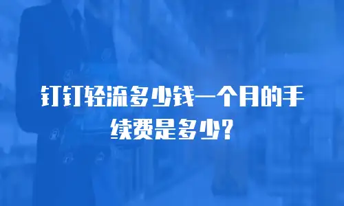 钉钉轻流多少钱一个月的手续费是多少？