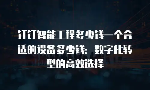 钉钉智能工程多少钱一个合适的设备多少钱：数字化转型的高效选择