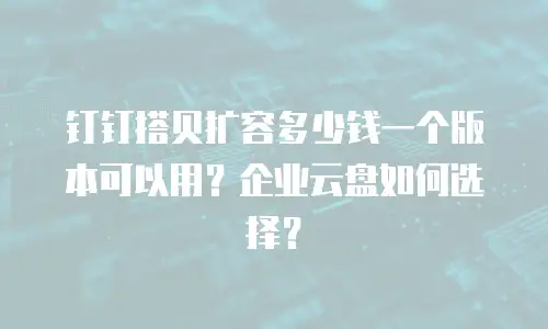钉钉搭贝扩容多少钱一个版本可以用？企业云盘如何选择？
