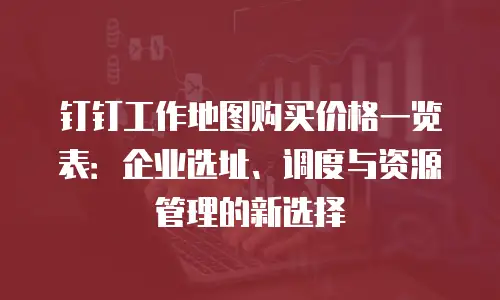 钉钉工作地图购买价格一览表：企业选址、调度与资源管理的新选择