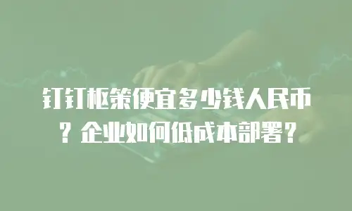 钉钉枢策便宜多少钱人民币？企业如何低成本部署？