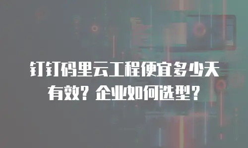 钉钉码里云工程便宜多少天有效？企业如何选型？