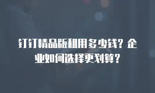 钉钉精品版租用多少钱？企业如何选择更划算？