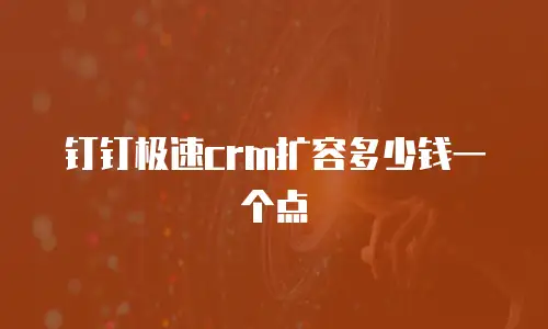 钉钉极速crm扩容多少钱一个点