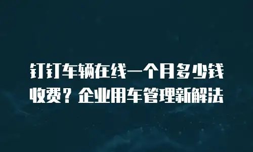 钉钉车辆在线一个月多少钱收费？企业用车管理新解法
