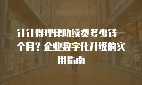 钉钉得理律助续费多少钱一个月？企业数字化升级的实用指南