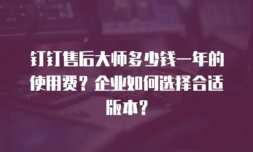 钉钉售后大师多少钱一年的使用费？企业如何选择合适版本？