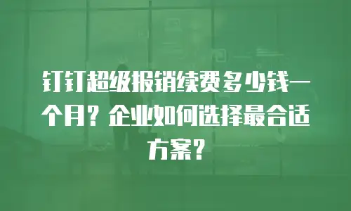 钉钉超级报销续费多少钱一个月？企业如何选择最合适方案？