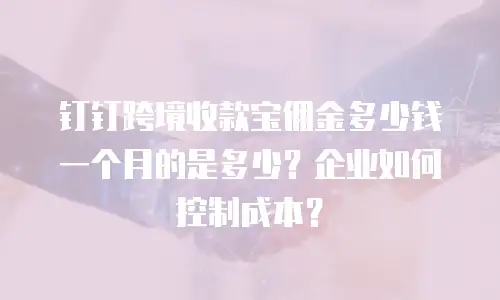 钉钉跨境收款宝佣金多少钱一个月的是多少？企业如何控制成本？