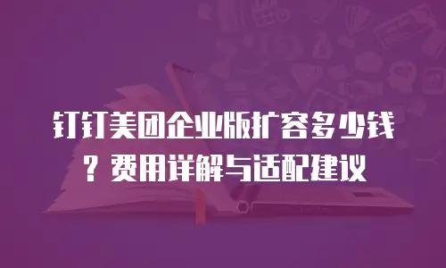钉钉美团企业版扩容多少钱？费用详解与适配建议