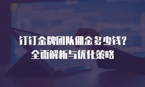 钉钉金牌团队佣金多少钱？全面解析与优化策略
