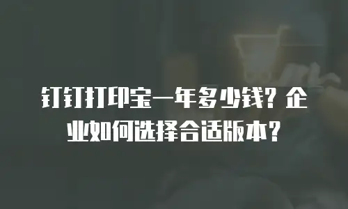 钉钉打印宝一年多少钱？企业如何选择合适版本？