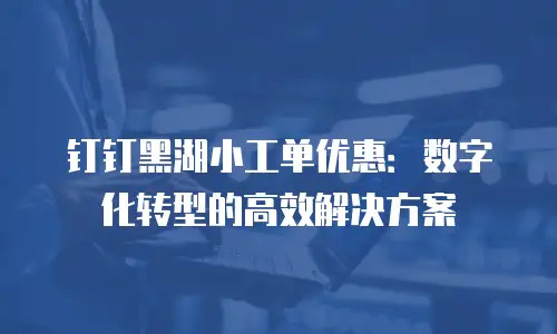 钉钉黑湖小工单优惠：数字化转型的高效解决方案