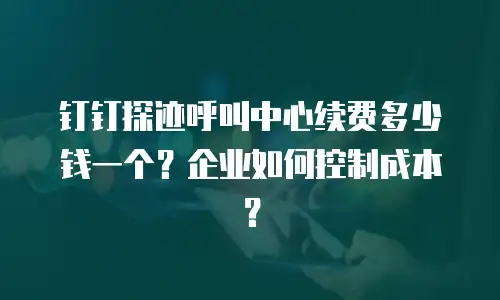 钉钉探迹呼叫中心续费多少钱一个？企业如何控制成本？