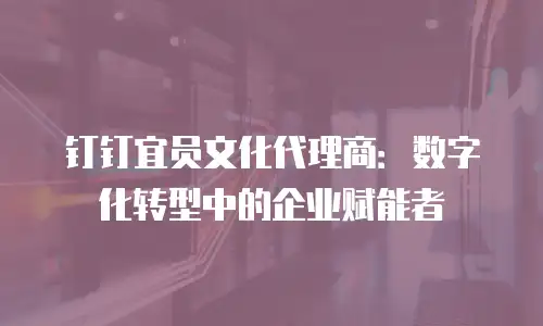 钉钉宜员文化代理商：数字化转型中的企业赋能者