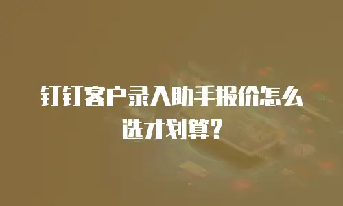 钉钉客户录入助手报价怎么选才划算？