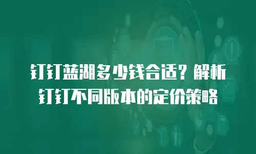 钉钉蓝湖多少钱合适？解析钉钉不同版本的定价策略