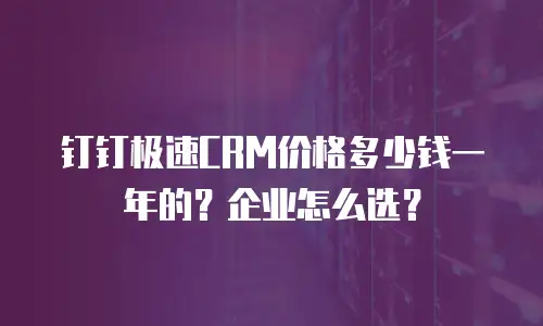 钉钉极速CRM价格多少钱一年的？企业怎么选？