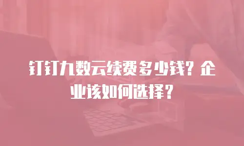 钉钉九数云续费多少钱？企业该如何选择？