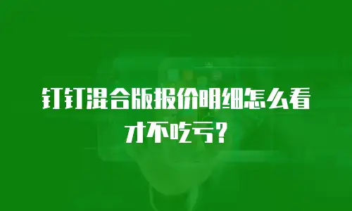 钉钉混合版报价明细怎么看才不吃亏？