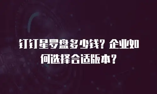 钉钉星罗盘多少钱？企业如何选择合适版本？