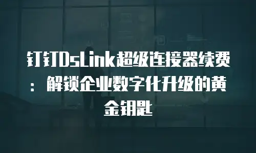 钉钉DsLink超级连接器续费：解锁企业数字化升级的黄金钥匙