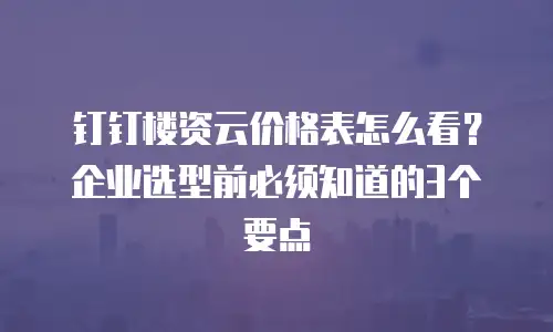 钉钉楼资云价格表怎么看？企业选型前必须知道的3个要点