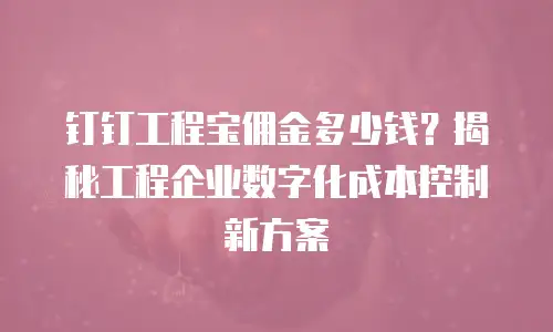 钉钉工程宝佣金多少钱？揭秘工程企业数字化成本控制新方案