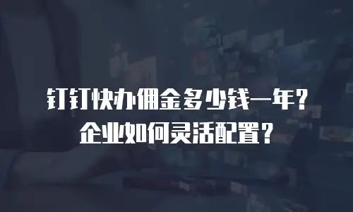 钉钉快办佣金多少钱一年？企业如何灵活配置？