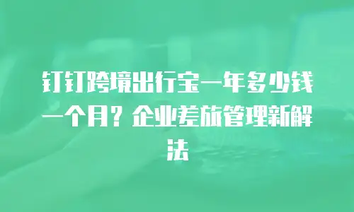 钉钉跨境出行宝一年多少钱一个月？企业差旅管理新解法