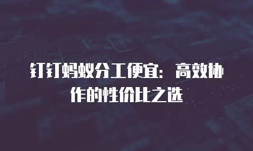 钉钉蚂蚁分工便宜：高效协作的性价比之选