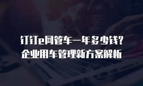钉钉e网管车一年多少钱？企业用车管理新方案解析