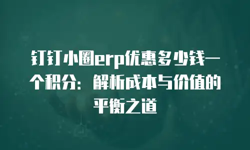 钉钉小圈erp优惠多少钱一个积分：解析成本与价值的平衡之道