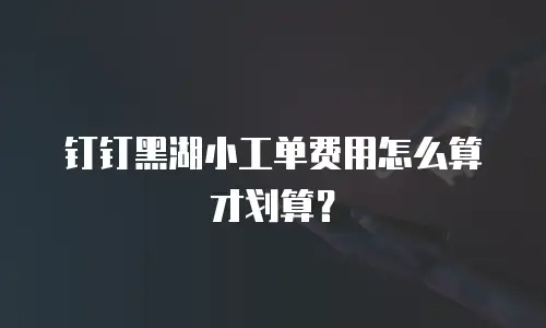 钉钉黑湖小工单费用怎么算才划算？