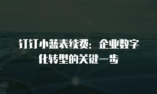 钉钉小蓝表续费：企业数字化转型的关键一步