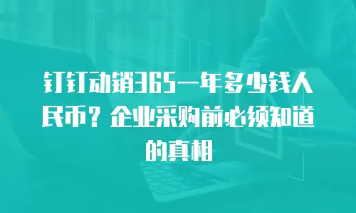 钉钉动销365一年多少钱人民币？企业采购前必须知道的真相
