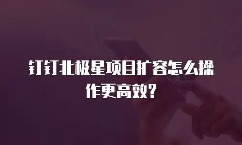 钉钉北极星项目扩容怎么操作更高效？