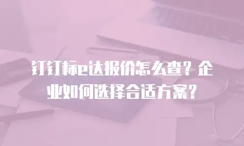钉钉标e达报价怎么查？企业如何选择合适方案？