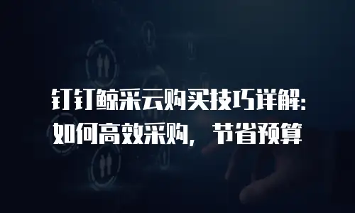 钉钉鲸采云购买技巧详解：如何高效采购，节省预算