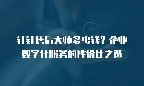 钉钉售后大师多少钱？企业数字化服务的性价比之选