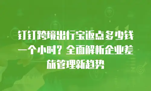钉钉跨境出行宝返点多少钱一个小时？全面解析企业差旅管理新趋势