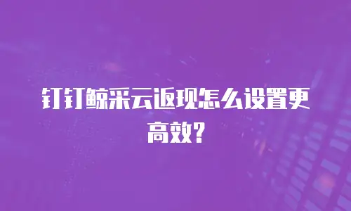钉钉鲸采云返现怎么设置更高效？