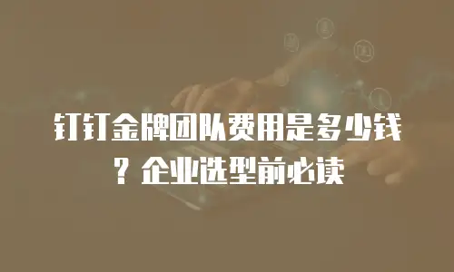 钉钉金牌团队费用是多少钱？企业选型前必读