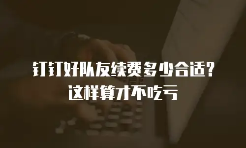 钉钉好队友续费多少合适？这样算才不吃亏