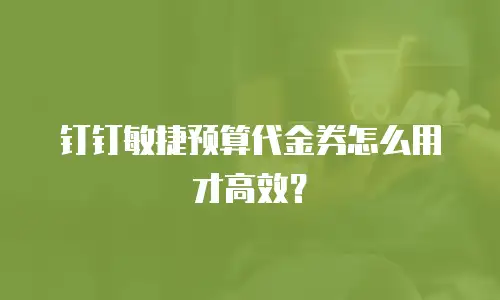 钉钉敏捷预算代金券怎么用才高效？