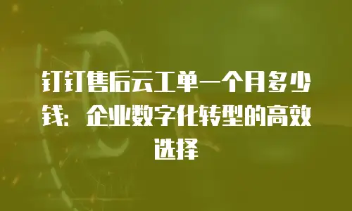 钉钉售后云工单一个月多少钱：企业数字化转型的高效选择