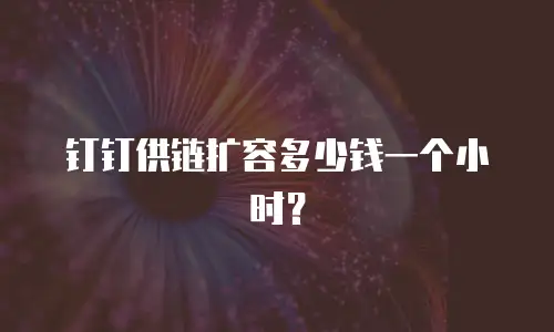 钉钉供链扩容多少钱一个小时？