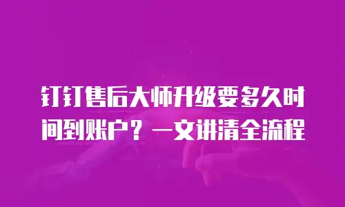 钉钉售后大师升级要多久时间到账户？一文讲清全流程