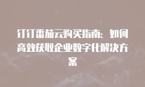 钉钉番茄云购买指南：如何高效获取企业数字化解决方案
