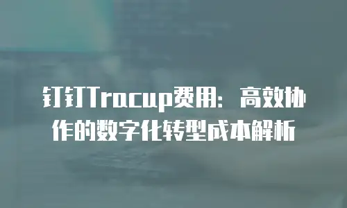 钉钉Tracup费用：高效协作的数字化转型成本解析